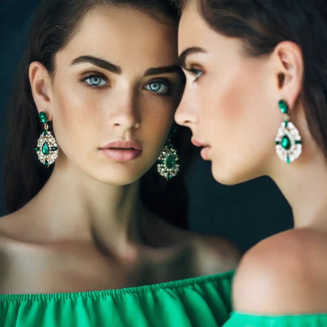 woman in green reflection in mirror | fillers in miami